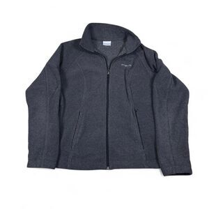 Columbia Fleece Jacket Mens M Gray Full Zip Outdoor Hiking Layer Warm